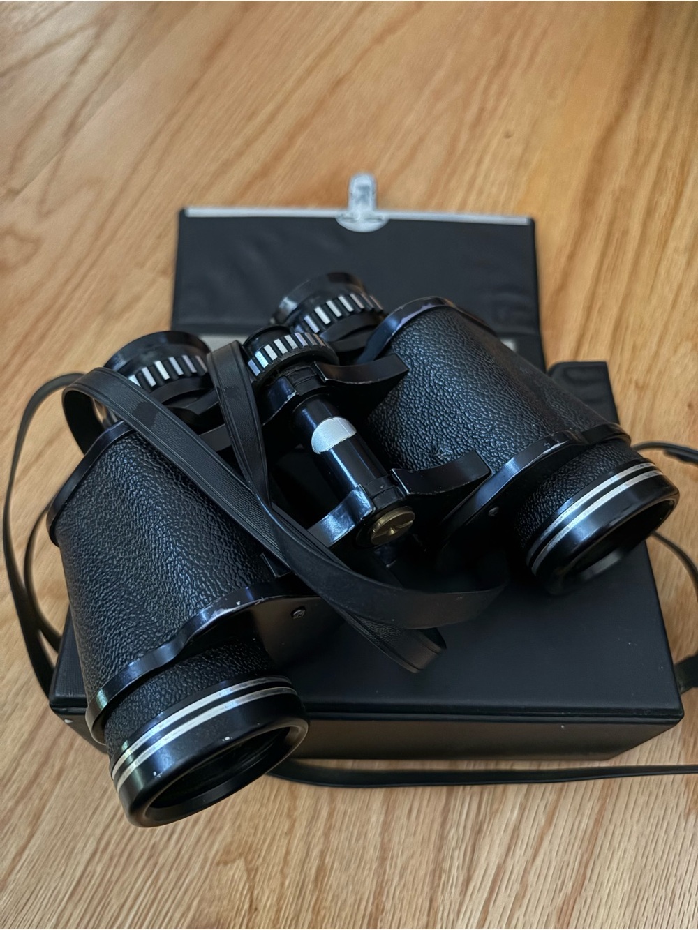Black Binoculars with Neck Strap - Compact Field Optics